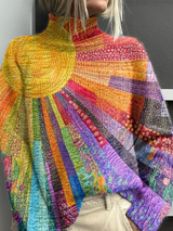 ALICE | ROLLKRAGENPULLOVER MIT BUNTER SONNEN-COLLAGE-PRÄGUNG