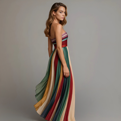 ISABELLA | TRÄGERLOSES PLISSEE-MAXIKLEID