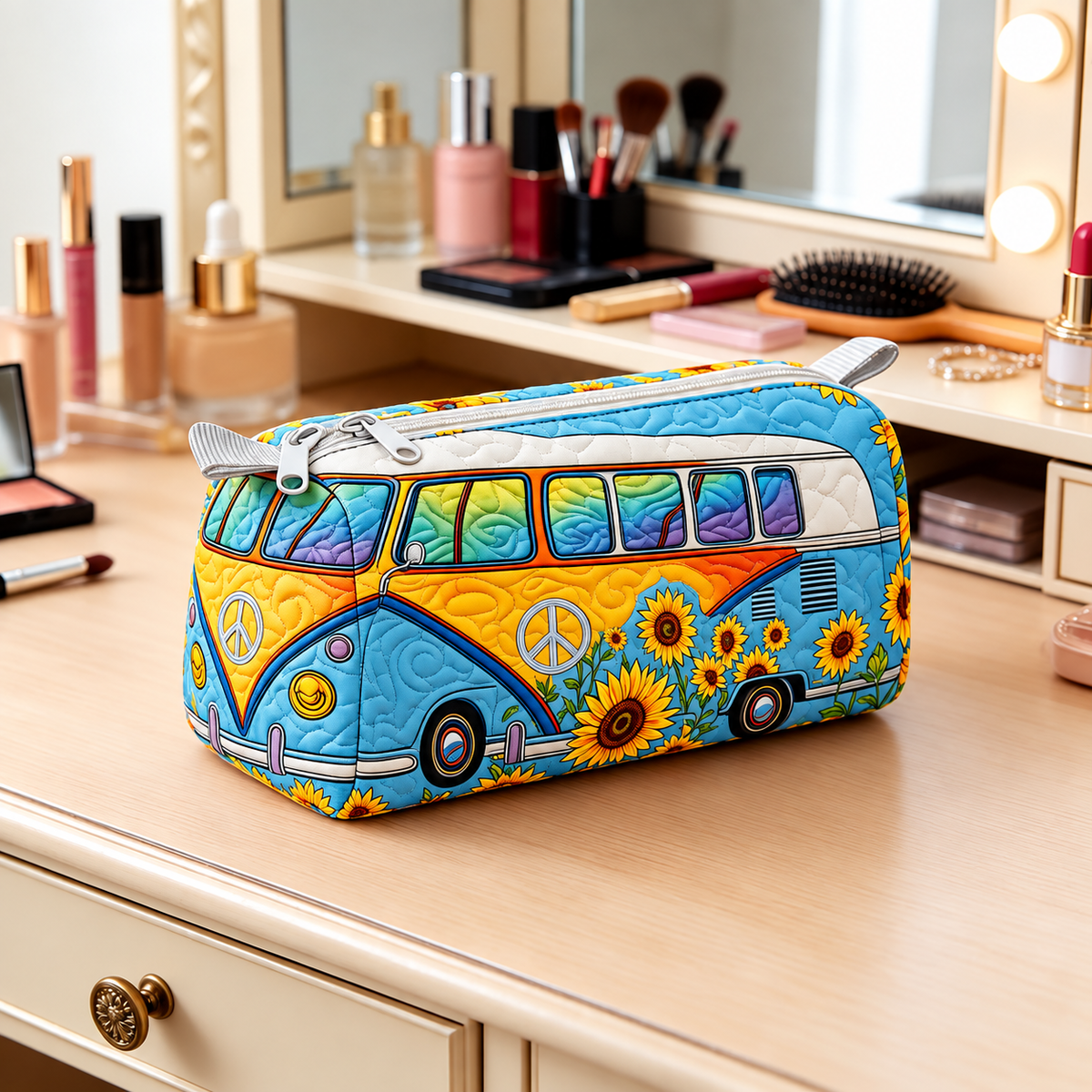 SUNVALE | KOSMETIKTASCHE BLUE SUNFLOWER CAMPER