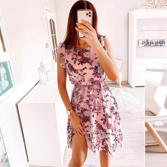 GLYNIS | RUFFLE SLEEVE FLORAL MIDI DRESS