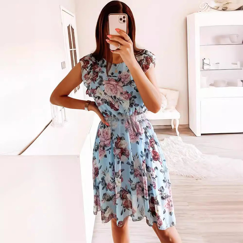 GLYNIS | RUFFLE SLEEVE FLORAL MIDI DRESS