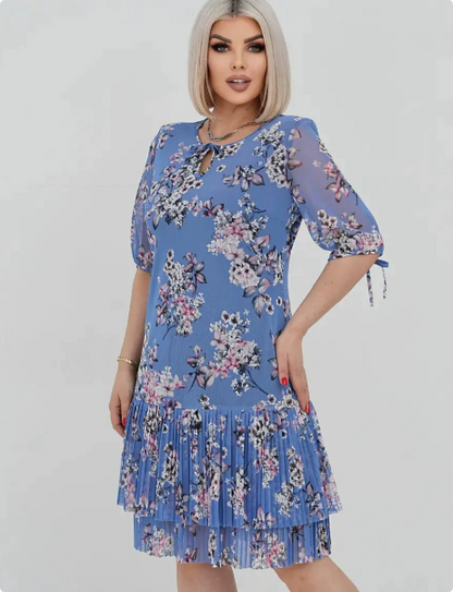 ANTOINETTE | FLORAL CHIFFON PUFF-SLEEVE TIERED MIDI DRESS
