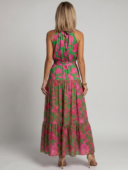 ROWEN | DRAPIERTES HALTERNECK-MIDIKLEID