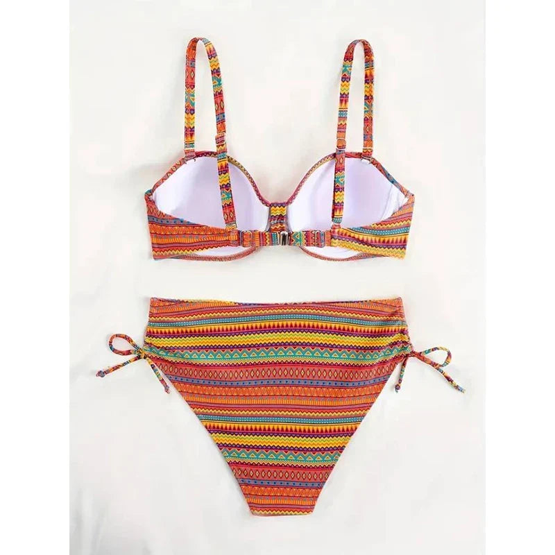 ZARA | GESTREIFTES BIKINI-SET MIT SEITLICHER SCHLEIFE UND HOHEM TAILLENBUND