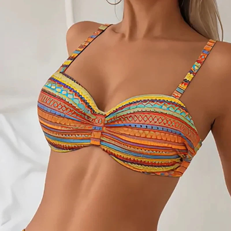 ZARA | GESTREIFTES BIKINI-SET MIT SEITLICHER SCHLEIFE UND HOHEM TAILLENBUND
