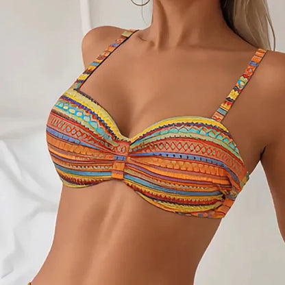 ZARA | GESTREIFTES BIKINI-SET MIT SEITLICHER SCHLEIFE UND HOHEM TAILLENBUND