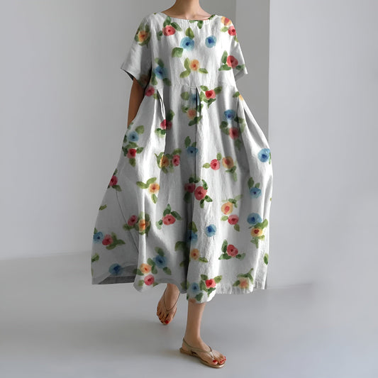 MEERI | ARTISTIC MAXI DRESS WITH VINTAGE FLORAL PATTERN AND EFFORTLESS ELEGANCE