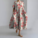 MEERI | KÜNSTLERISCHES MAXIKLEID MIT VINTAGE-BLUMENMUSTER UND UNBESCHWERTER ELEGANZ