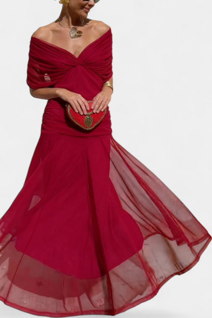 PENELOPE | LONG FLORAL V-NECK DRESS