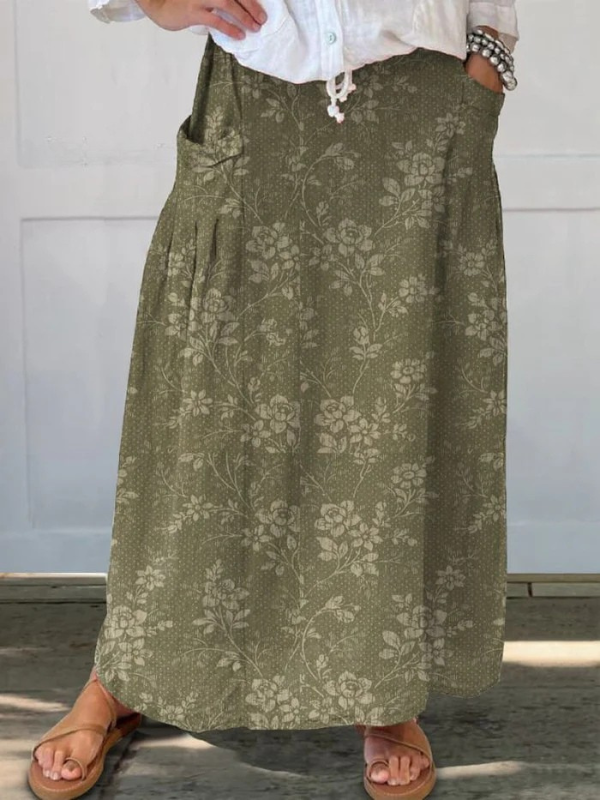 PRINZESSIN | VINTAGE-BLUMENROCK MIT ELASTISCHEM BUND UND TASCHEN