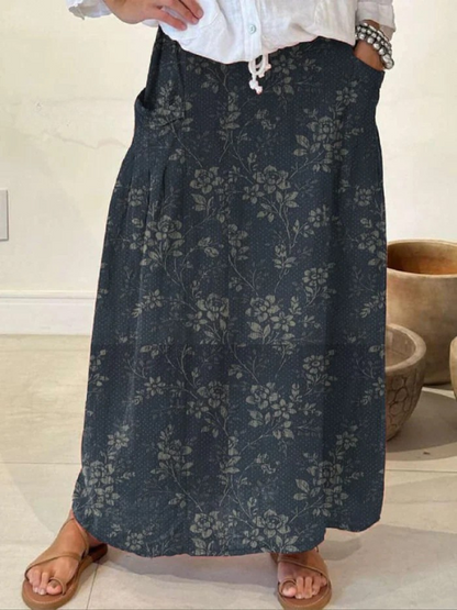 PRINZESSIN | VINTAGE-BLUMENROCK MIT ELASTISCHEM BUND UND TASCHEN