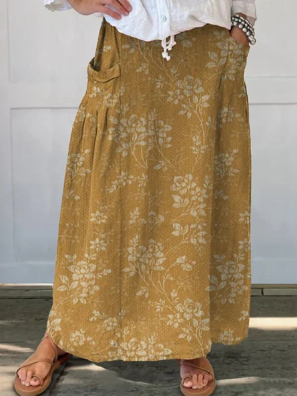 PRINZESSIN | VINTAGE-BLUMENROCK MIT ELASTISCHEM BUND UND TASCHEN