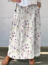 ELOISA | VINTAGE-BLUMENMUSTER ROCK MIT ELASTISCHEM BUND UND TASCHEN