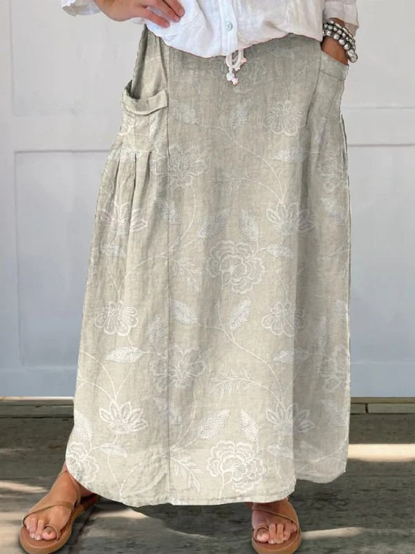 DALLY | VINTAGE FLORAL-ROCK MIT ELASTISCHEM BUND UND TASCHEN