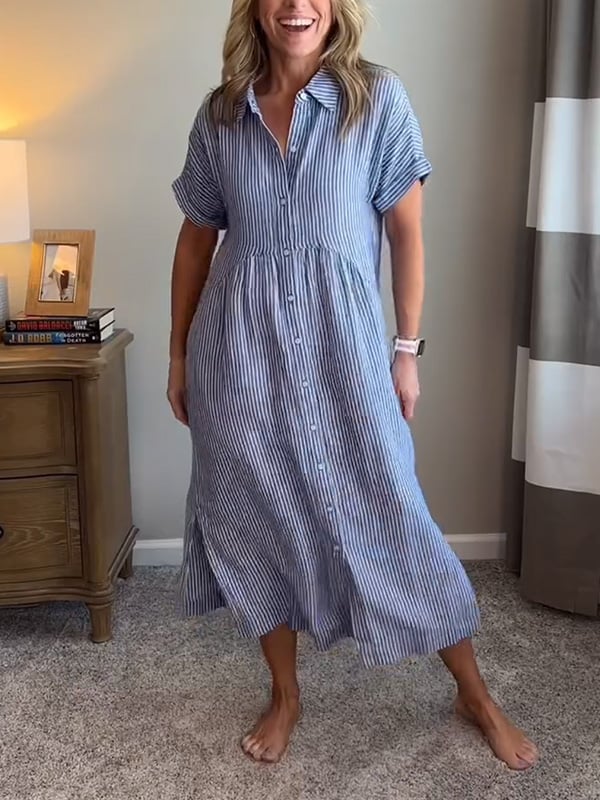 MONA | ELEGANTES GESTREIFTES KLEID
