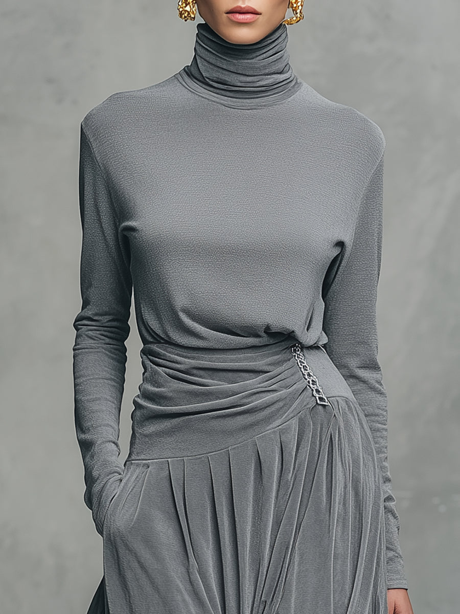 EMMA | ELEGANTES SET AUS STEHKRAGEN-TOP UND SAMTROCK