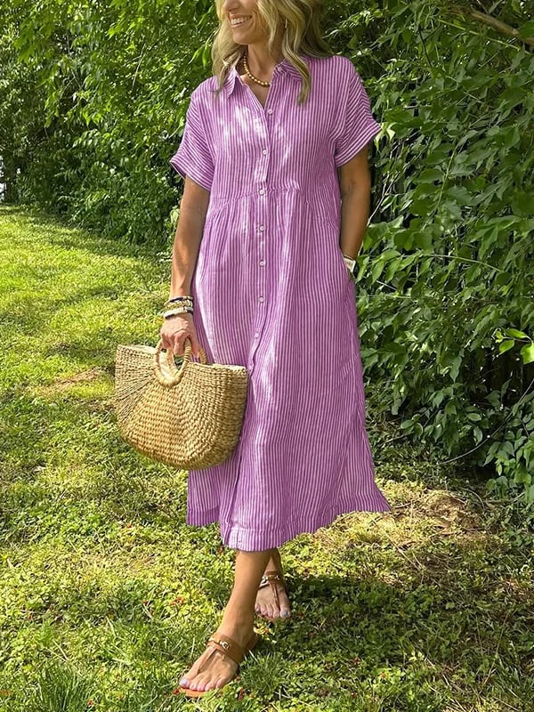 MONA | ELEGANTES GESTREIFTES KLEID