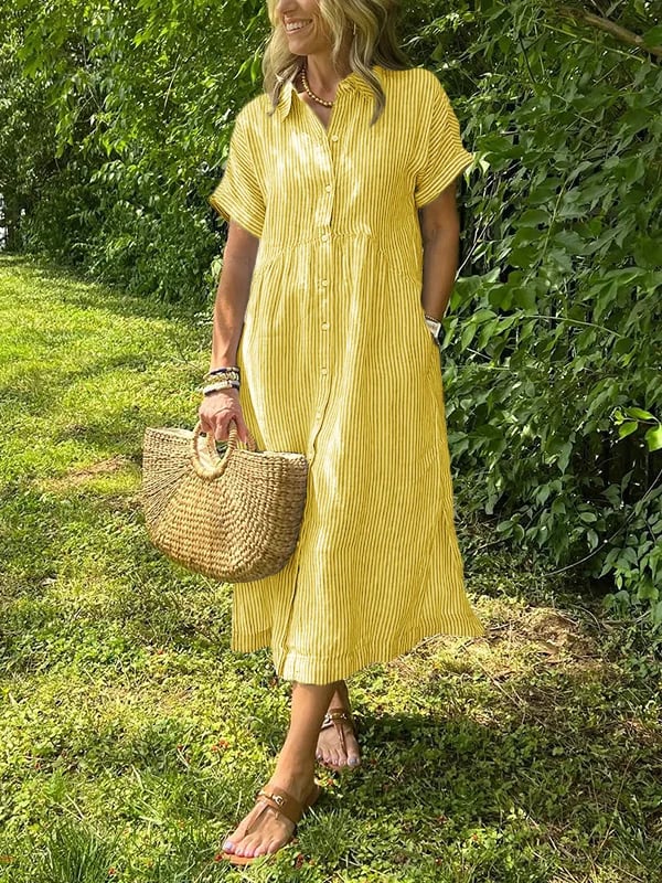 MONA | ELEGANTES GESTREIFTES KLEID
