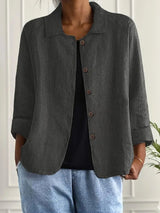 ZELINA | CHARCOAL CRINKLE-BLUSE