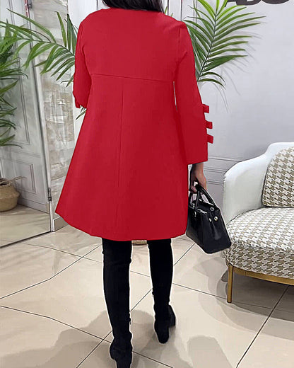 MEREDITH | SWING-KLEID MIT RUNDAUSSCHNITT UND AUSGESTELLTEN ÄRMELN