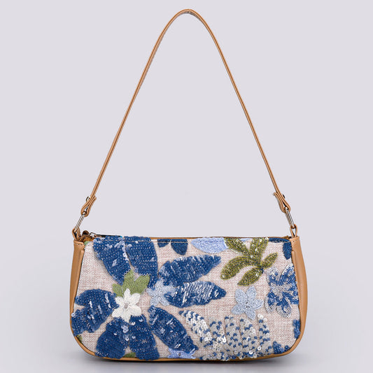 OCEANBLOOM | BLUE FLORAL SEQUIN SHOULDER BAG