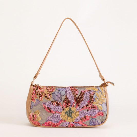 SUNSETBLOOM | MULTICOLOUR FLORAL SEQUIN SHOULDER BAG
