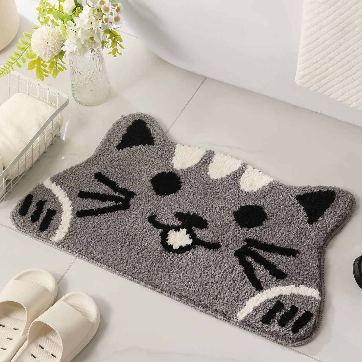 ASHKITTY | RUTSCHFESTE BADEZIMMERMATTE GRAUE KATZE