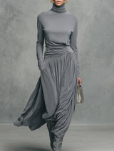 EMMA | ELEGANTES SET AUS STEHKRAGEN-TOP UND SAMTROCK