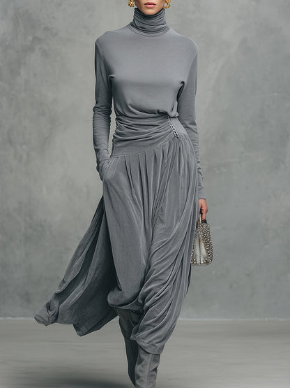 EMMA | ELEGANTES SET AUS STEHKRAGEN-TOP UND SAMTROCK
