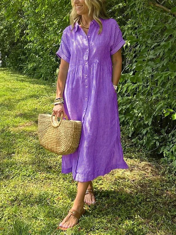 MONA | ELEGANTES GESTREIFTES KLEID