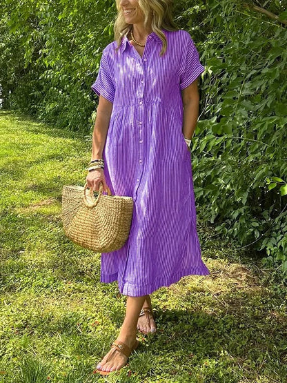 MONA | ELEGANTES GESTREIFTES KLEID