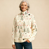 ELFENBEIN | WEIHNACHTS-STRICKROLLKRAGENPULLOVER