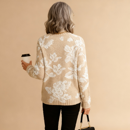 BELLA | ZEITLOSER VINTAGE-ROLLKRAGENPULLOVER MIT BLUMENMUSTER