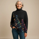 ELLA | GLITZER-STRICKROLLKRAGENPULLOVER MIT WEIHNACHTSBAUM-MOTIV