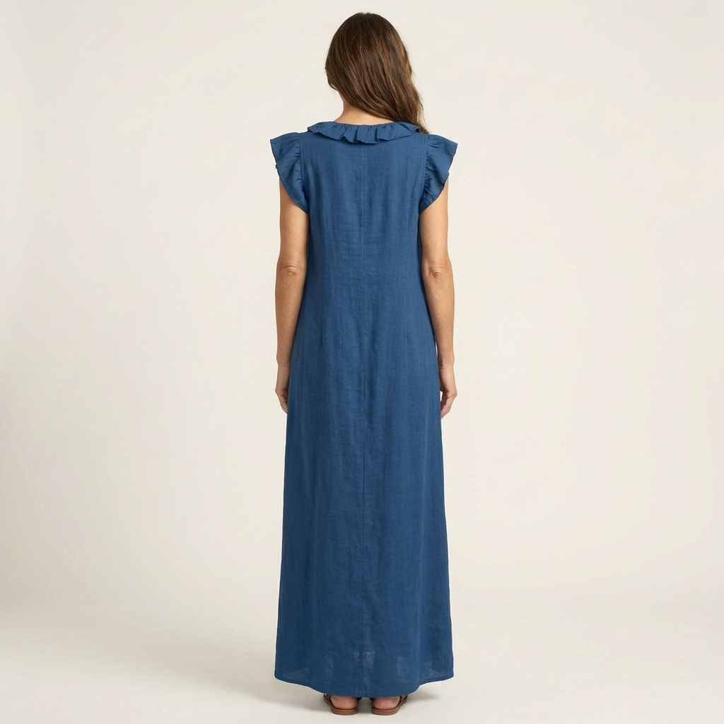 JOSETTE | ELEGANTES MAXIKLEID MIT V-AUSSCHNITT UND RÜSCHEN
