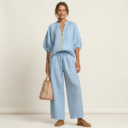 AURELIE | ZIPPER-FRONT PUFF SLEEVE SET