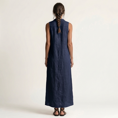 VALENTINA | HOODED BUTTON-FRONT SLEEVELESS MAXI DRESS