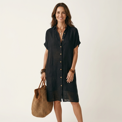 FLORENTINE | MIDI SHIRT DRESS WITH ROLLED CUFFS