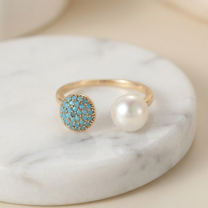 TALIA | RING MIT PERLE UND TÜRKIS