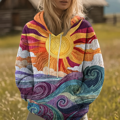 AURALEI | SUNBURST-PRINT Y2K-HOODIE