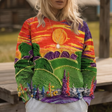 RAVELLA | LOCKER GESCHNITTENER PULLOVER MIT SUNBURST-LANDSCHAFTSPRINT