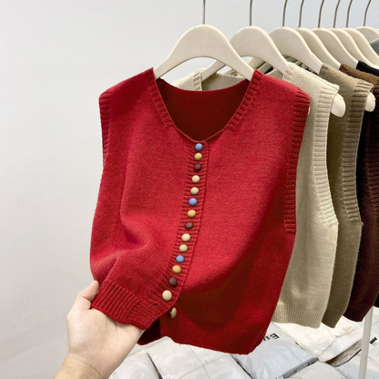 THE MARIBEL | COLOR-BUTTON KNIT VEST