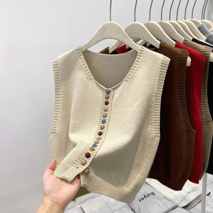 THE MARIBEL | COLOR-BUTTON KNIT VEST
