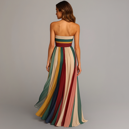 ISABELLA | TRÄGERLOSES PLISSEE-MAXIKLEID