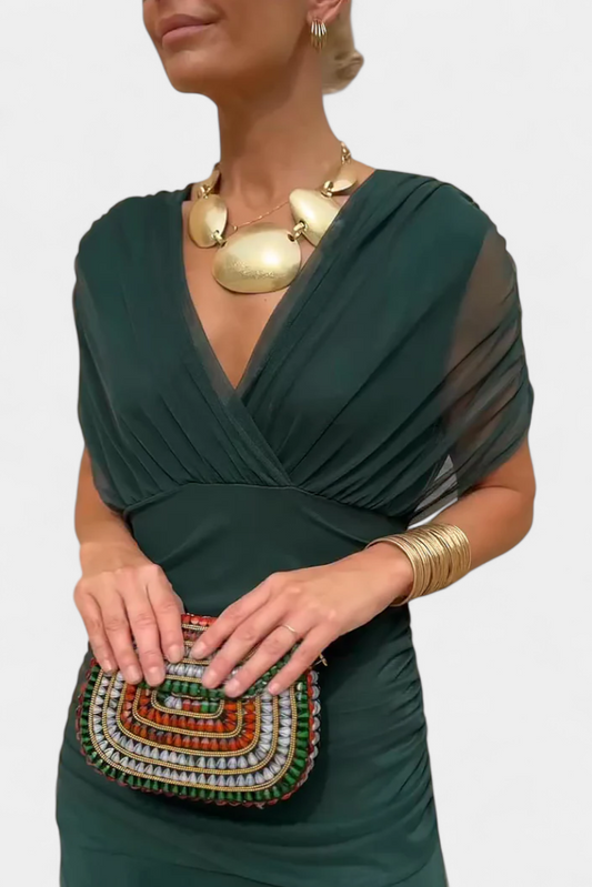 PENELOPE | LANGES BLUMIGES V-AUSSCHNITT-KLEID
