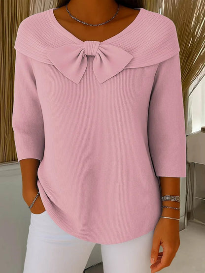 TIVELLA | JUMPER WITH BOW AND ROUND NECKLINE