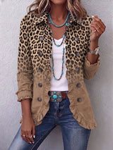 TAWNY | VINTAGE-LEOPARDEN-JACKE MIT VERLAUFS-RÜSCHEN