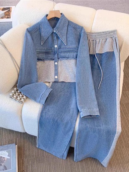 HOLBROOK | COLOR-BLOCK-JACKE (GEKÜRZT) & HOSE MIT WEITEM BEIN (SET)