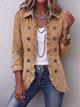 CRESTELLE | JACKE MIT RÜSCHEN UND WESTERN-MUSTER-PRINT