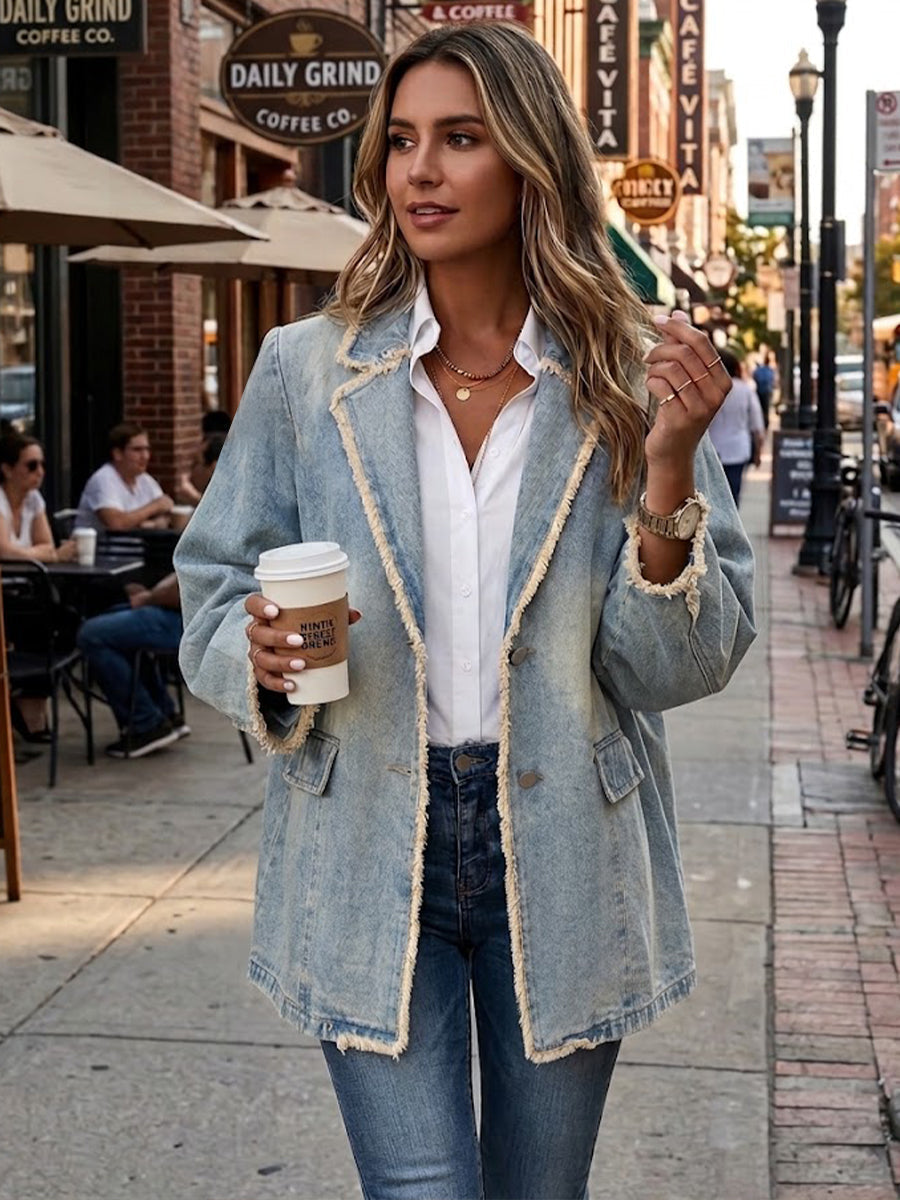 DIONNE | OVERSIZED-BLAZER IM VINTAGE-STIL MIT OFFENEN KANTEN
